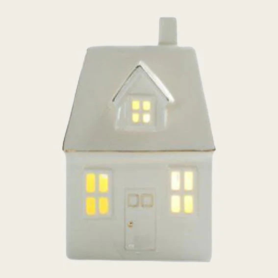 Lichthaus mit Led-Beleuchtung weiß Keramik Höhe: 14.5 cm Breite: 10.6 cm (Neuware incl. 19% MwSt.