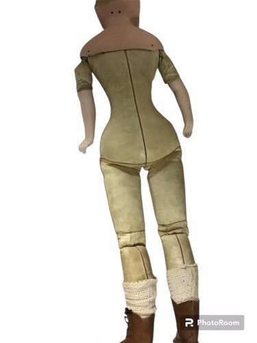 Antike Bisque-Puppe / Porzellankopf – Ledertorso – Kompositionsglieder