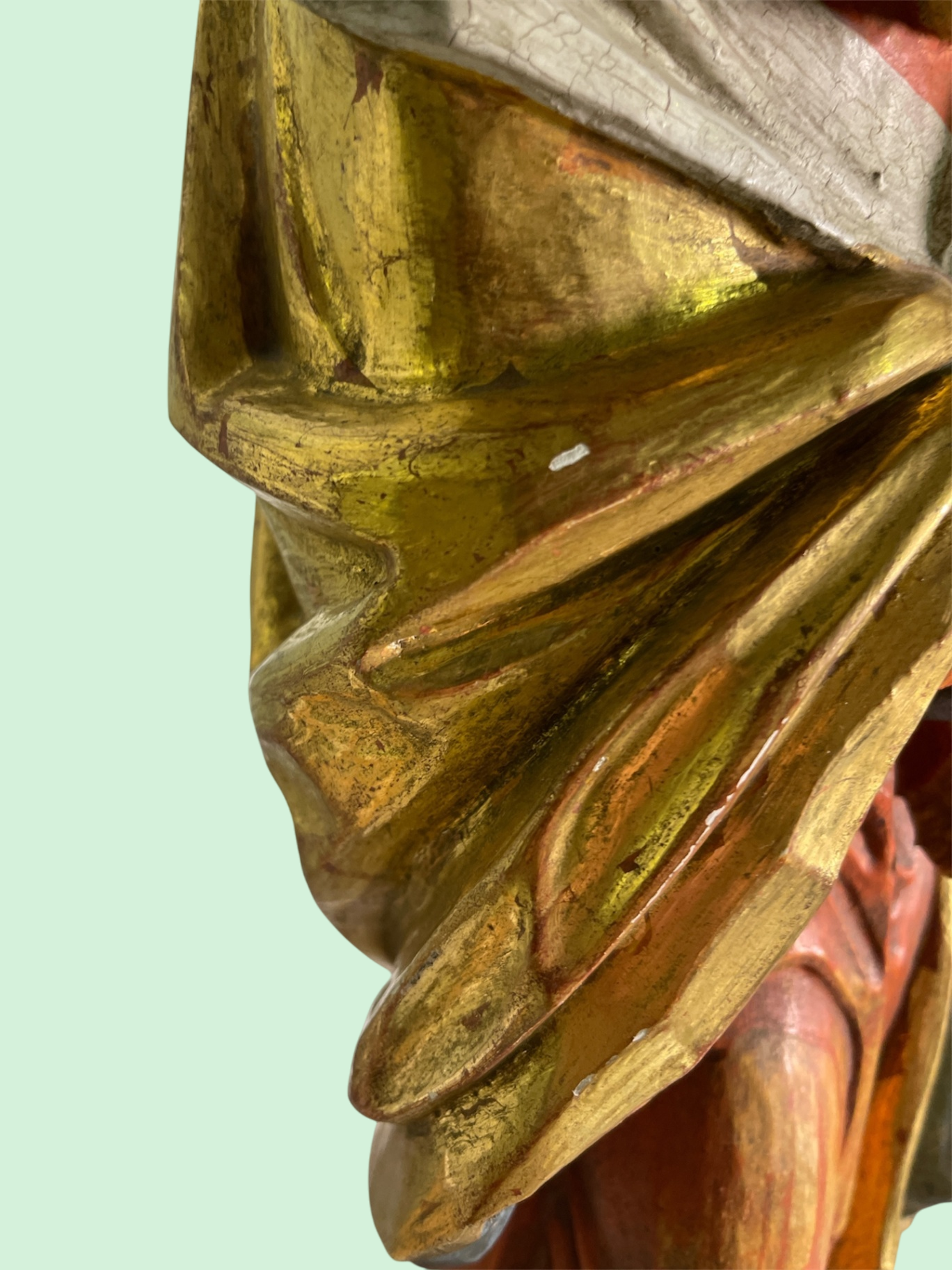 Madonna mit Kind geschnitzt Holz 60 cm farbig gefasst Blattgold Süddeutschland