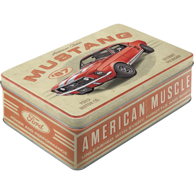 Blechdose Flach Ford Mustang GT 1967 Red (Neuware incl. 19% MwSt.) NostalgicArt
