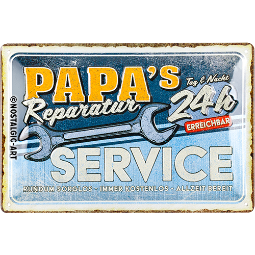 Blechschild 20 x 30 cm »Papa's Service« (Neuware incl. 19% MwSt.) NostalgicArt