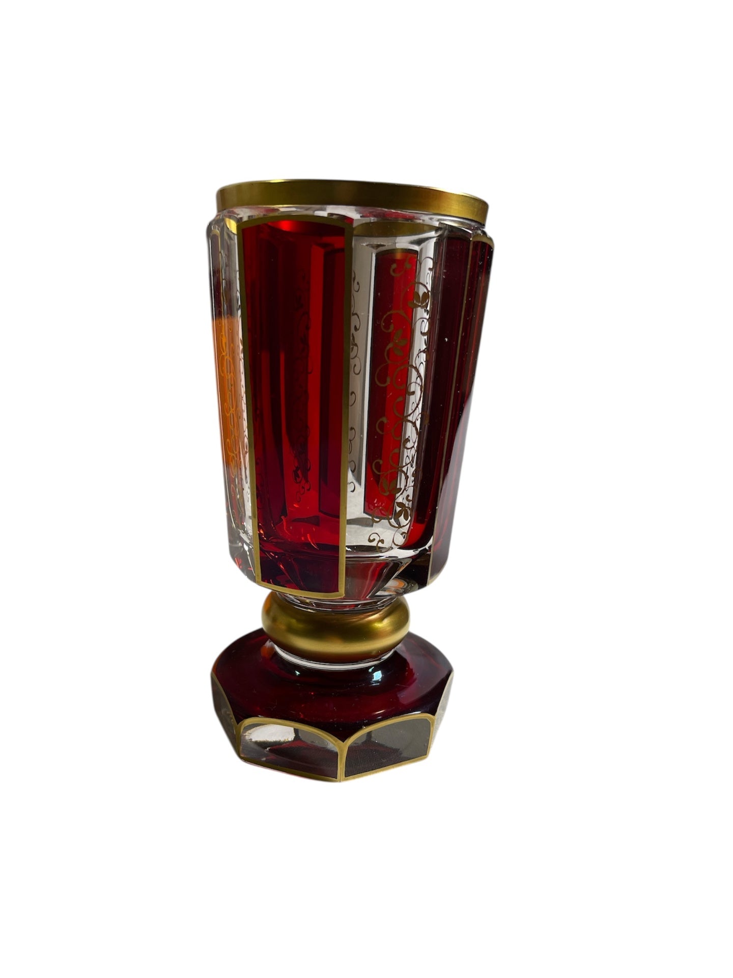 "Böhmisches Glas", Rubinrote Vase 50% Rabatt