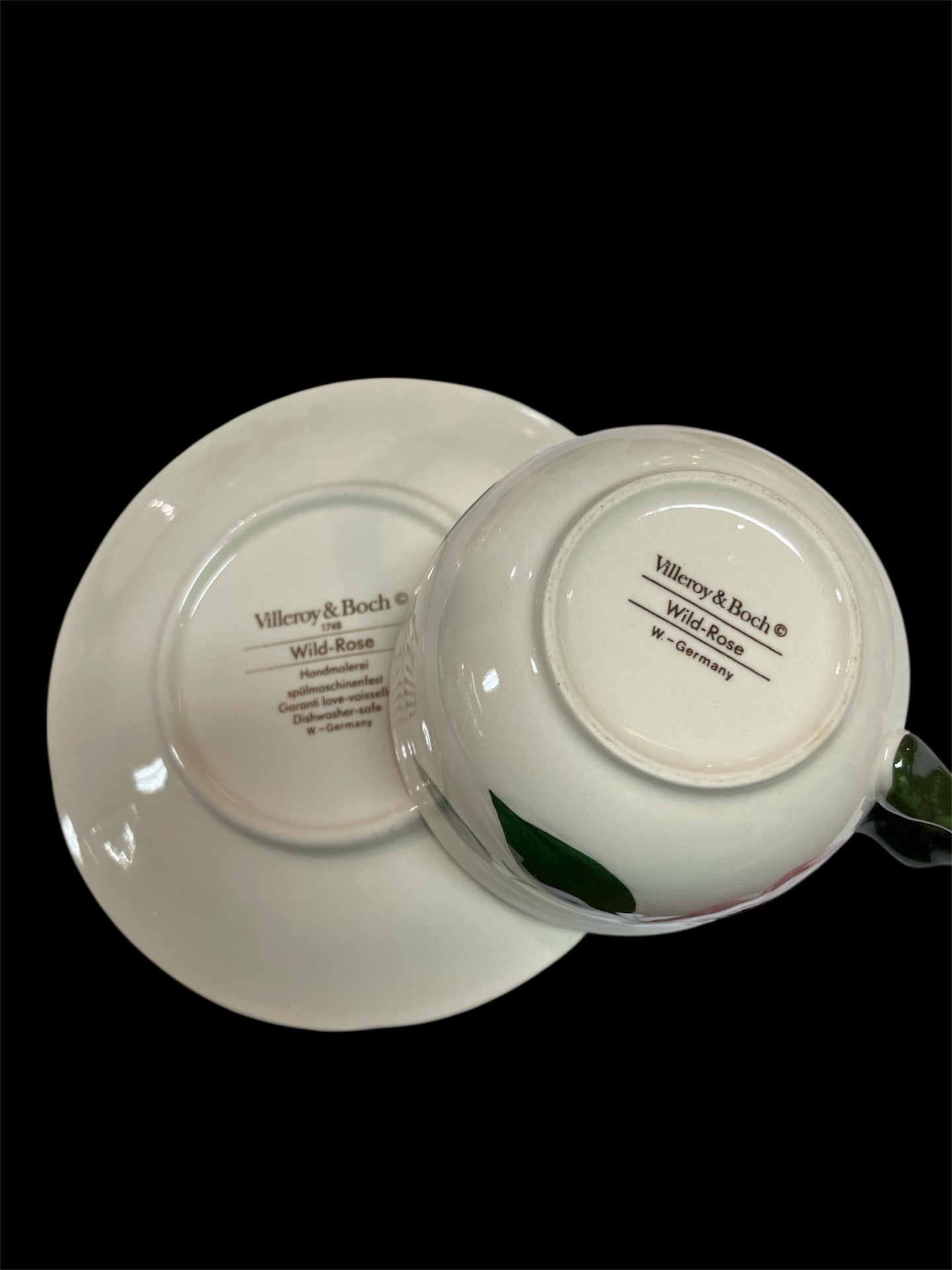 Villeroy Boch Wildrose Jumbo Tasse / Cappuccino / große Tasse mit Untertasse B