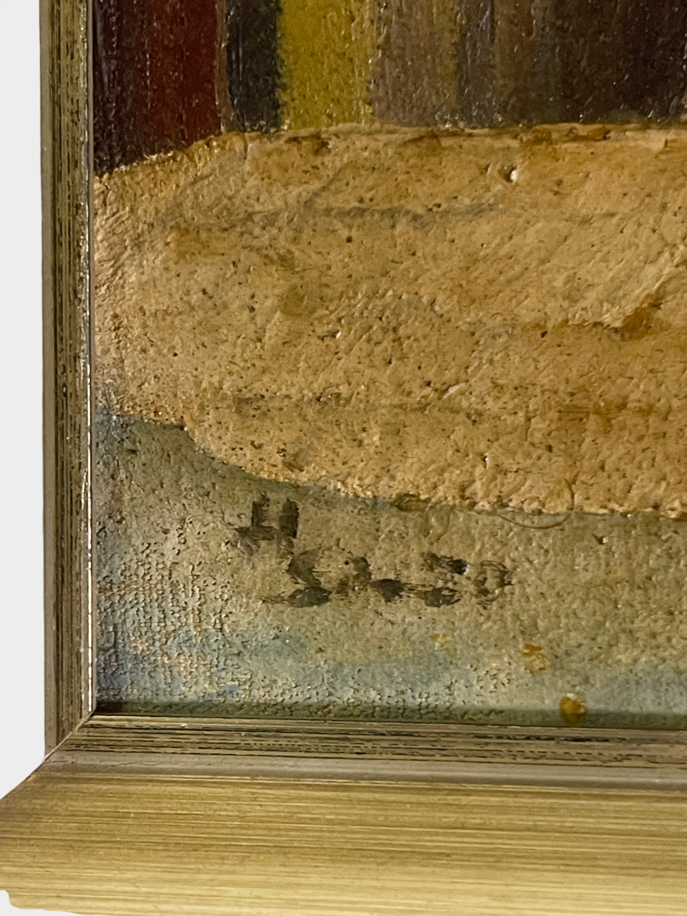 Relief Gemälde Öl auf Leinwand gerahmt historische Straßenszene 28 x 21 cm