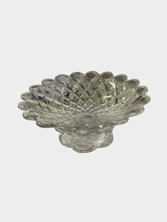 Exklusive Baccarat Depose Kristallschale Fußschale Rautenschliff 18 cm