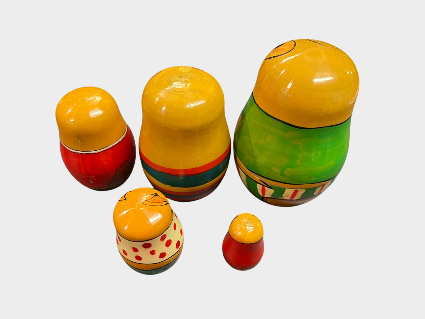 5-teiliges Matroschka Bären-Set, handbemalt aus Holz
