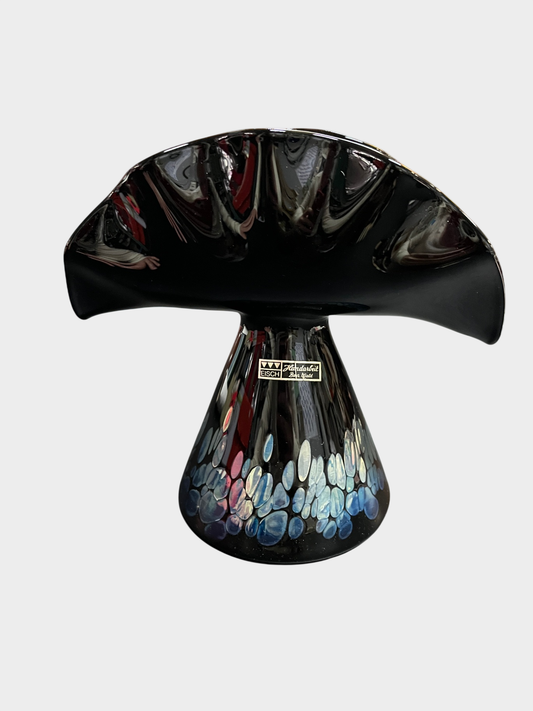 Eisch Studioglas Vase Muschelform Handarbeit irisierend signiert