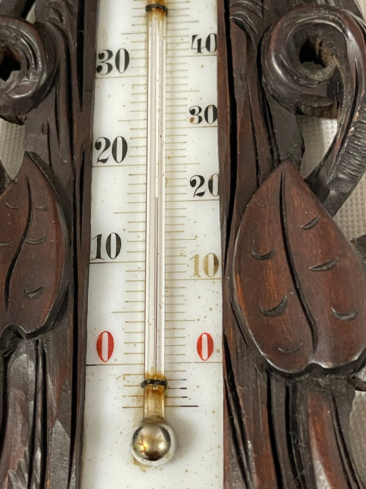 Antikes Wandbarometer Thermometer Holz geschnitzt C. Rich. Zumpe Chemnitz um 1900