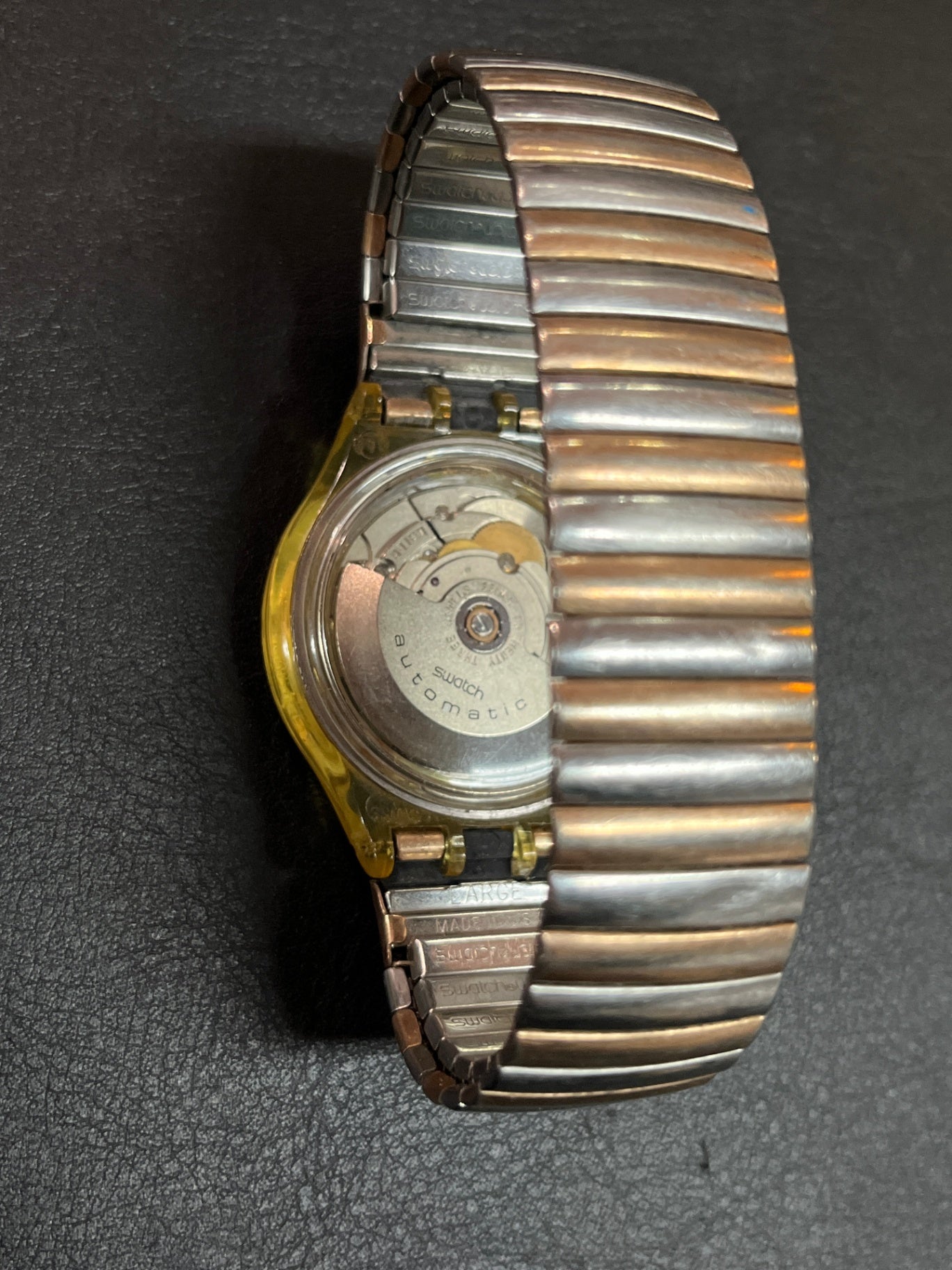 Swatch Automatic SAK107 Copper Rush Skeleton Armbanduhr 1993 Stretchband