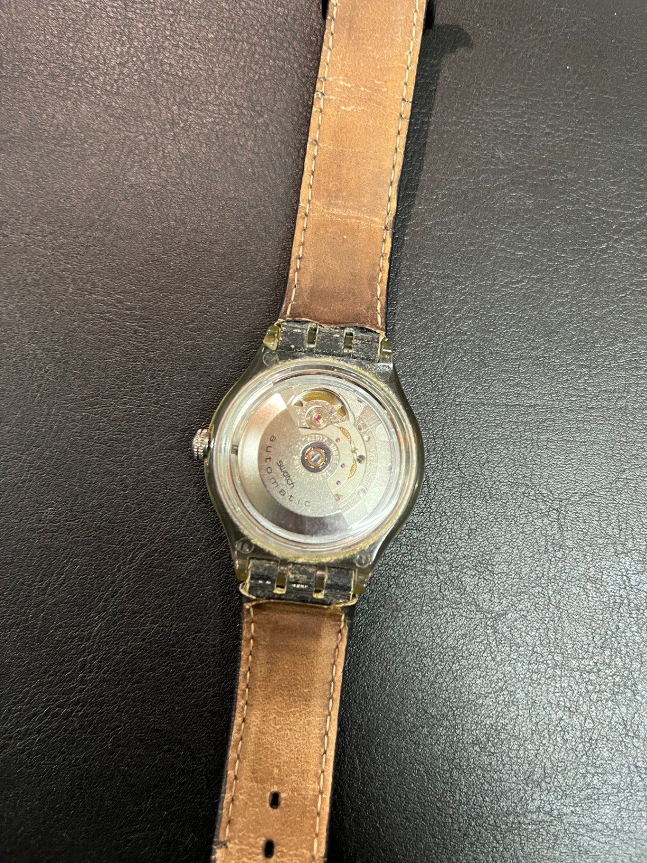 Swatch Automatic SAM404 Last Week Next Week Armbanduhr Datum Leder