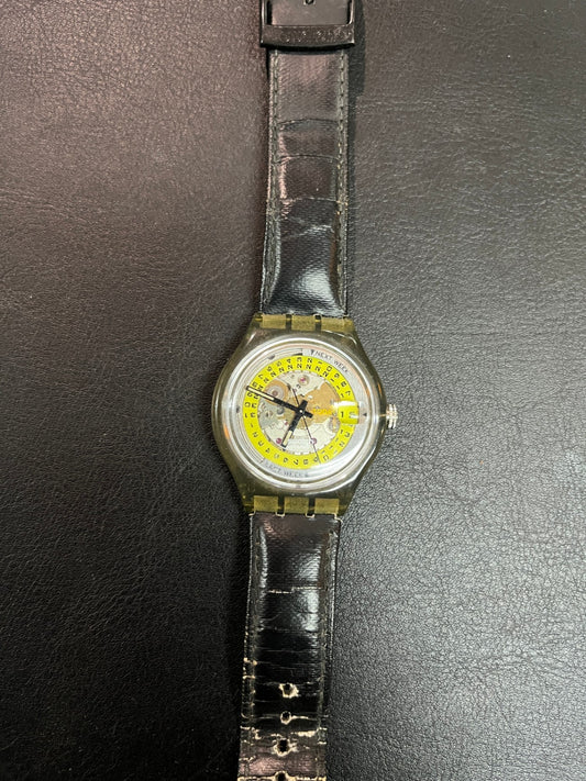 Swatch Automatic SAM404 Last Week Next Week Armbanduhr Datum Leder