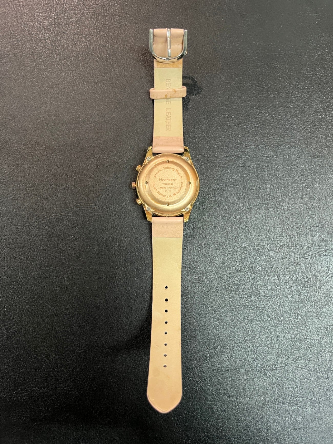 Hearkent Talking Atomic TG200 Sprechende Uhr Armbanduhr Funkuhr Leder rosa