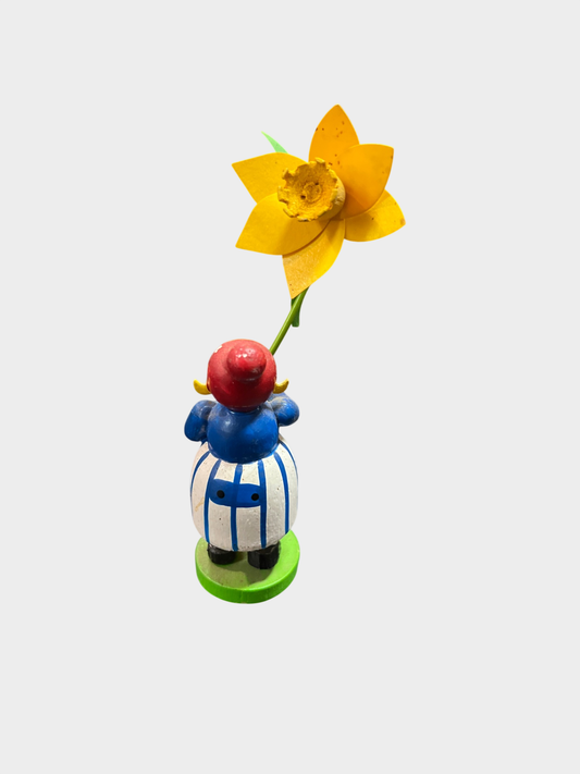 Otto Mertens Holzfigur Blumenkind Narzisse handbemalt Erzgebirge