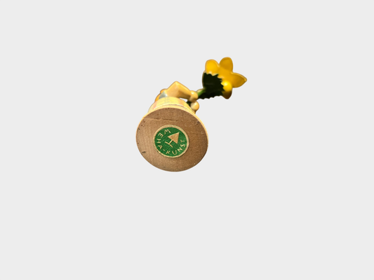 WEHA Kunst Holzfigur Blumenkind gelbe Blüte handbemalt ca 10 cm