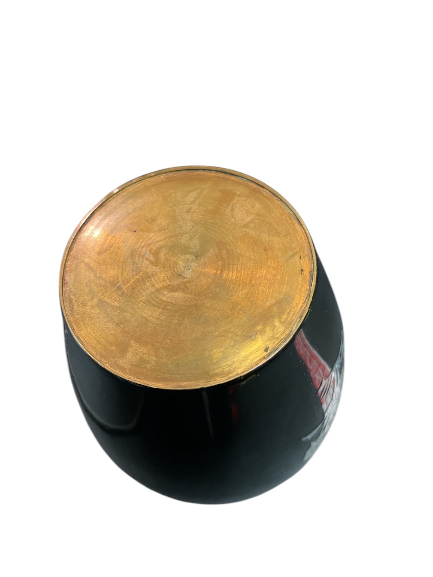 Asiatische Lackvase Perlmutt Intarsien Kraniche schwarz 18 cm Vase Dekor