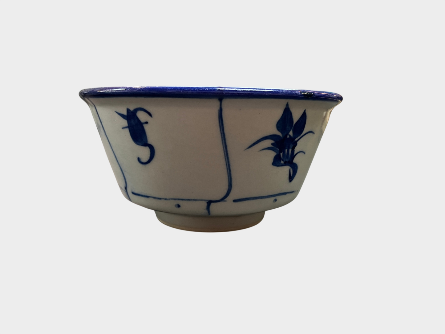 Handbemalte Keramikschalen 2 Stück blau weiß asiatisch Ø 12 cm