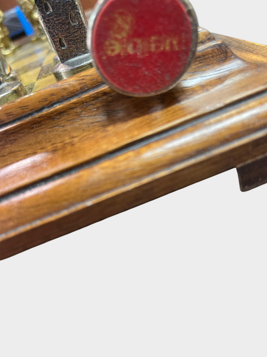 Schachspiel Weible Holz Messing Schachbrett mit Messingfiguren