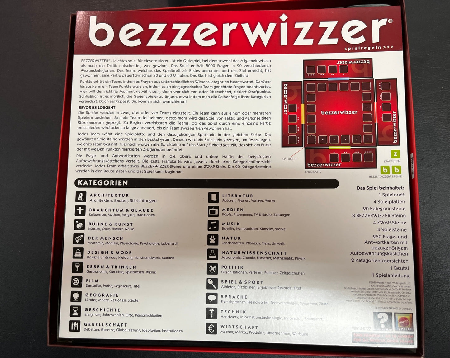 Bezzerwizzer Quizspiel 5000 Fragen Komplett Brettspiel Mattel