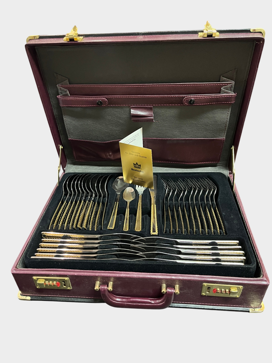 SBS Besteckkoffer 69 Teile 23/24 Karat Goldauflage 12 Personen