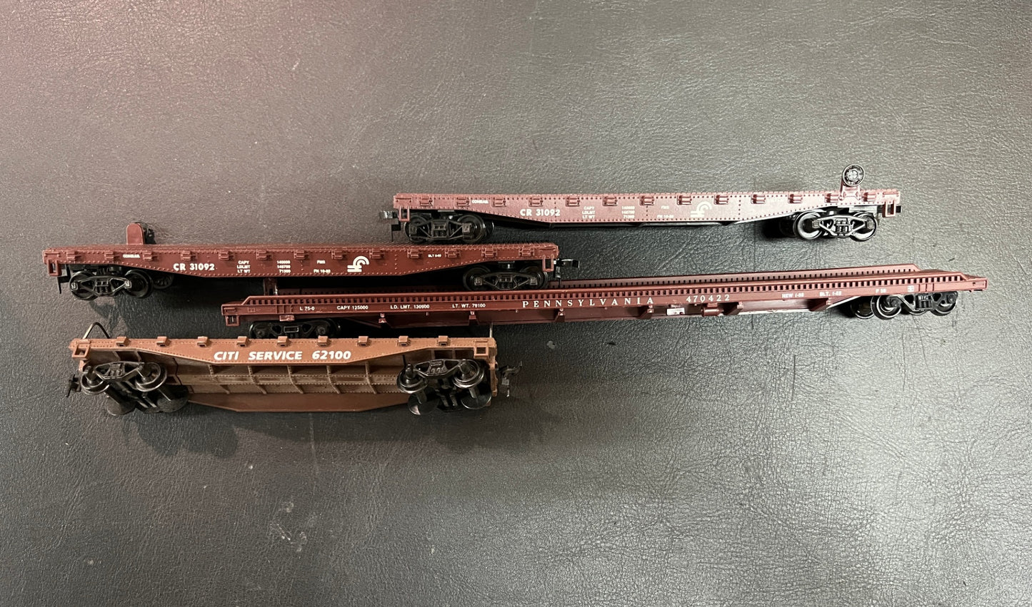 4x H0 US Flachwagen Konvolut Pennsylvania Conrail nicht vollständig
