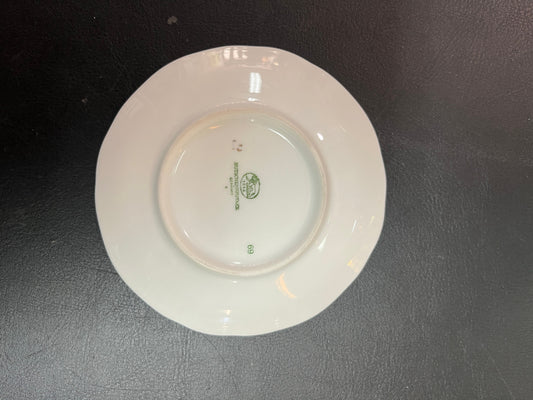 Hutschenreuther Untertasse rosa Blumendekor Goldrand Porzellan 10,5 cm