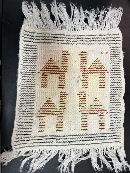 Kleiner Wandteppich Teppichbild Kamel Motiv Handarbeit 34 x 30 cm