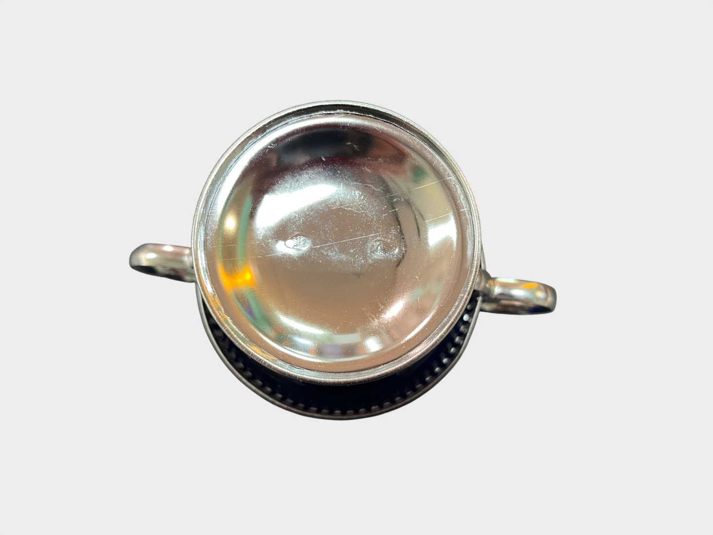 Art Deco Glasschale blau mit Metallhalterung