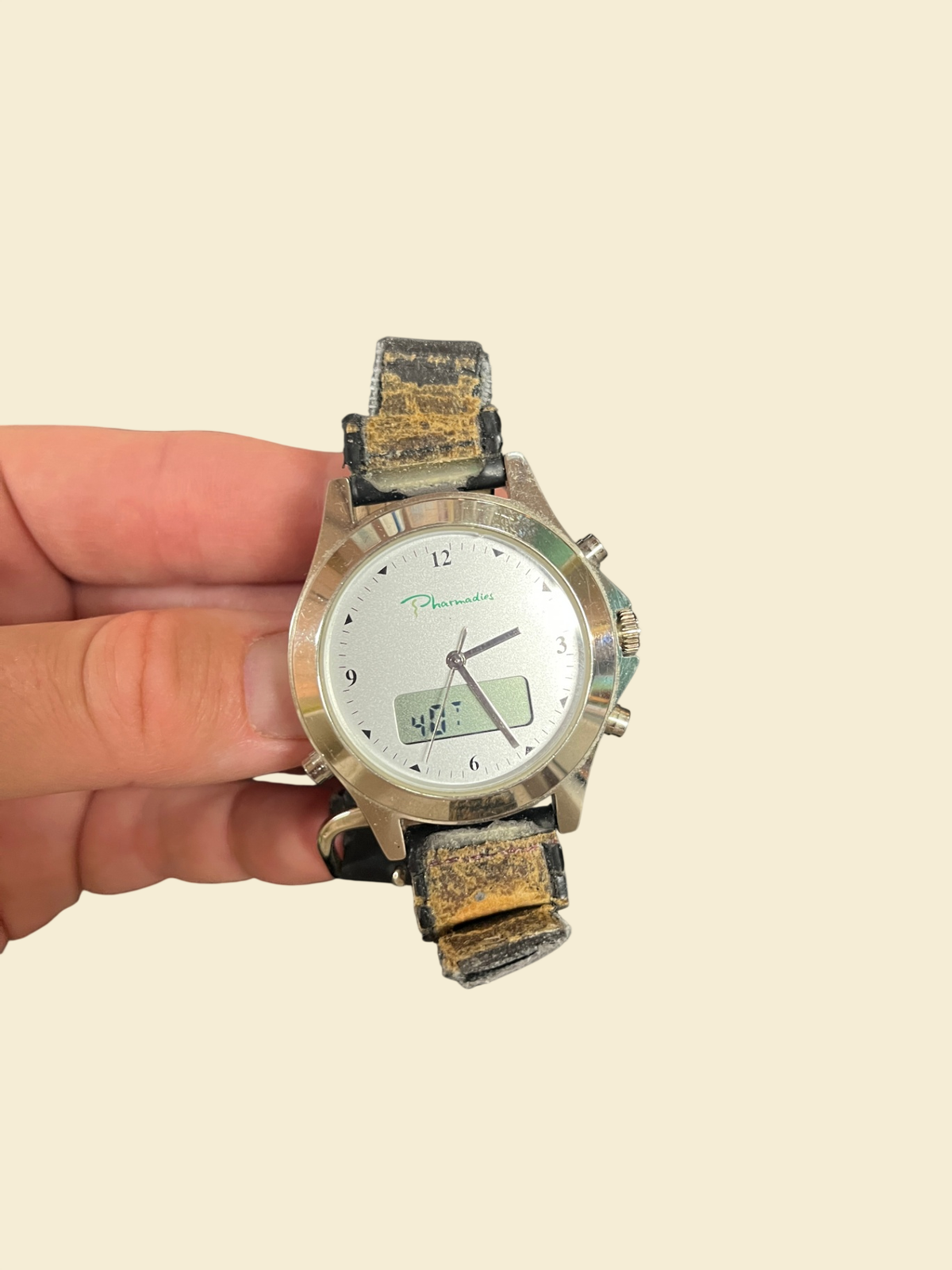 Pharmadies Analog-Digital Armbanduhr Quarz Lederarmband