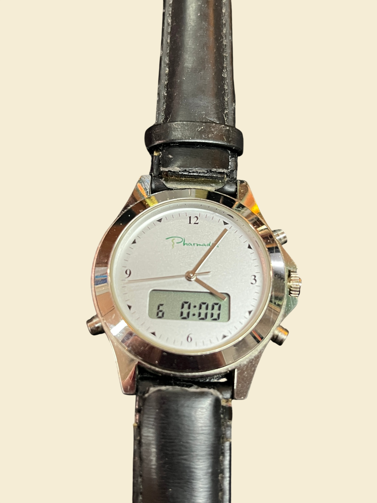 Pharmadies Analog-Digital Armbanduhr Quarz Lederarmband