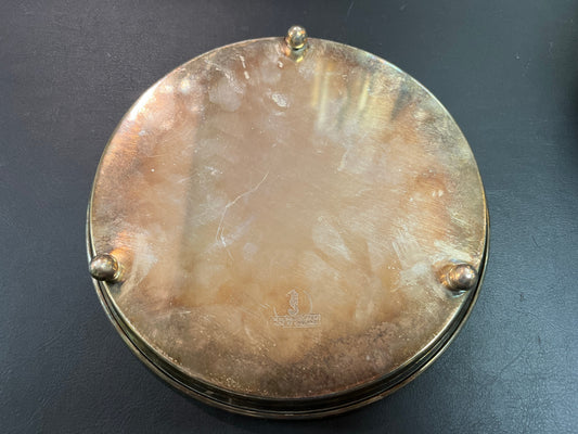 Rundes Tablett Silver on Copper Made in England 21 cm versilbert