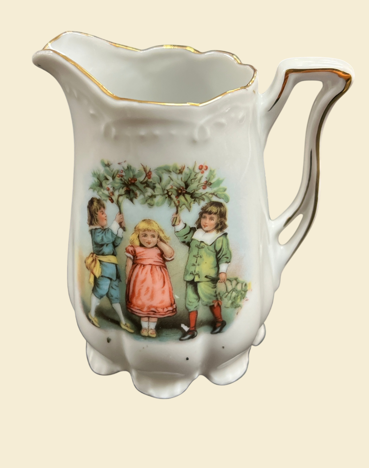Puppenservice Porzellan Kindermotiv Goldrand 13-tlg Kaffee Set