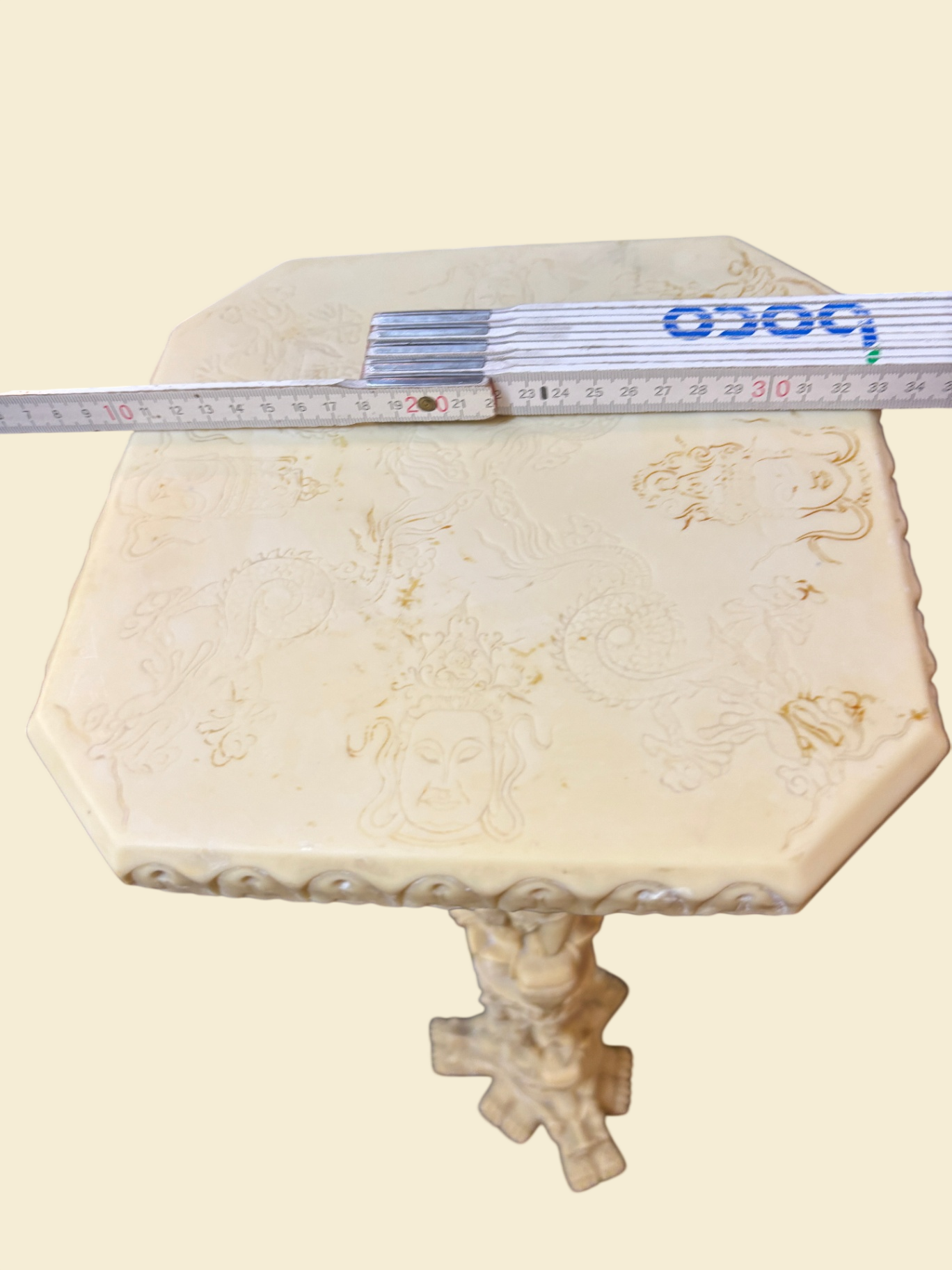 Dekorativer Hocker Elefanten Figuren Sockel Speckstein 100 cm