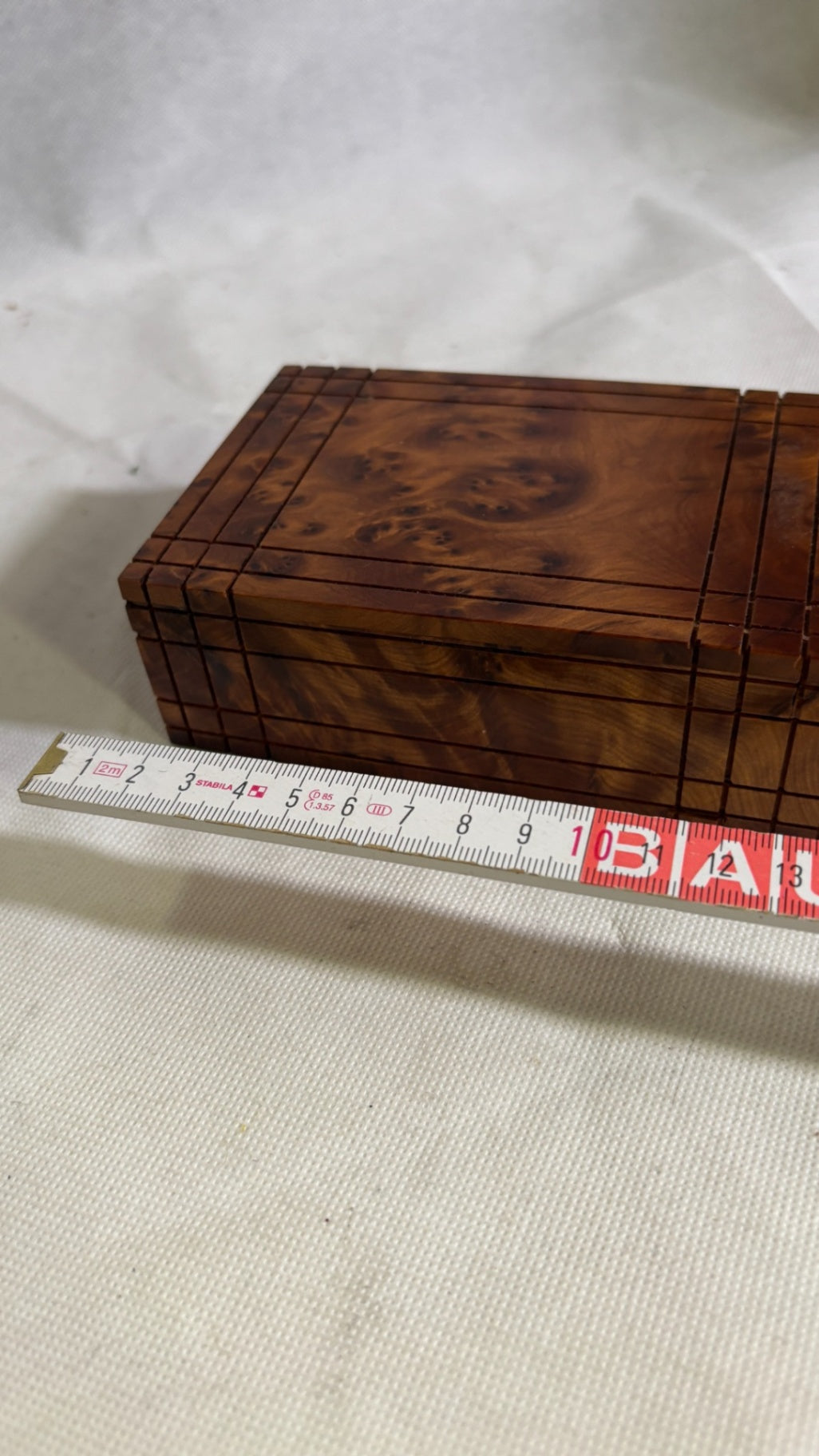 Kleine Vintage Holzdose Maserholz rechteckig