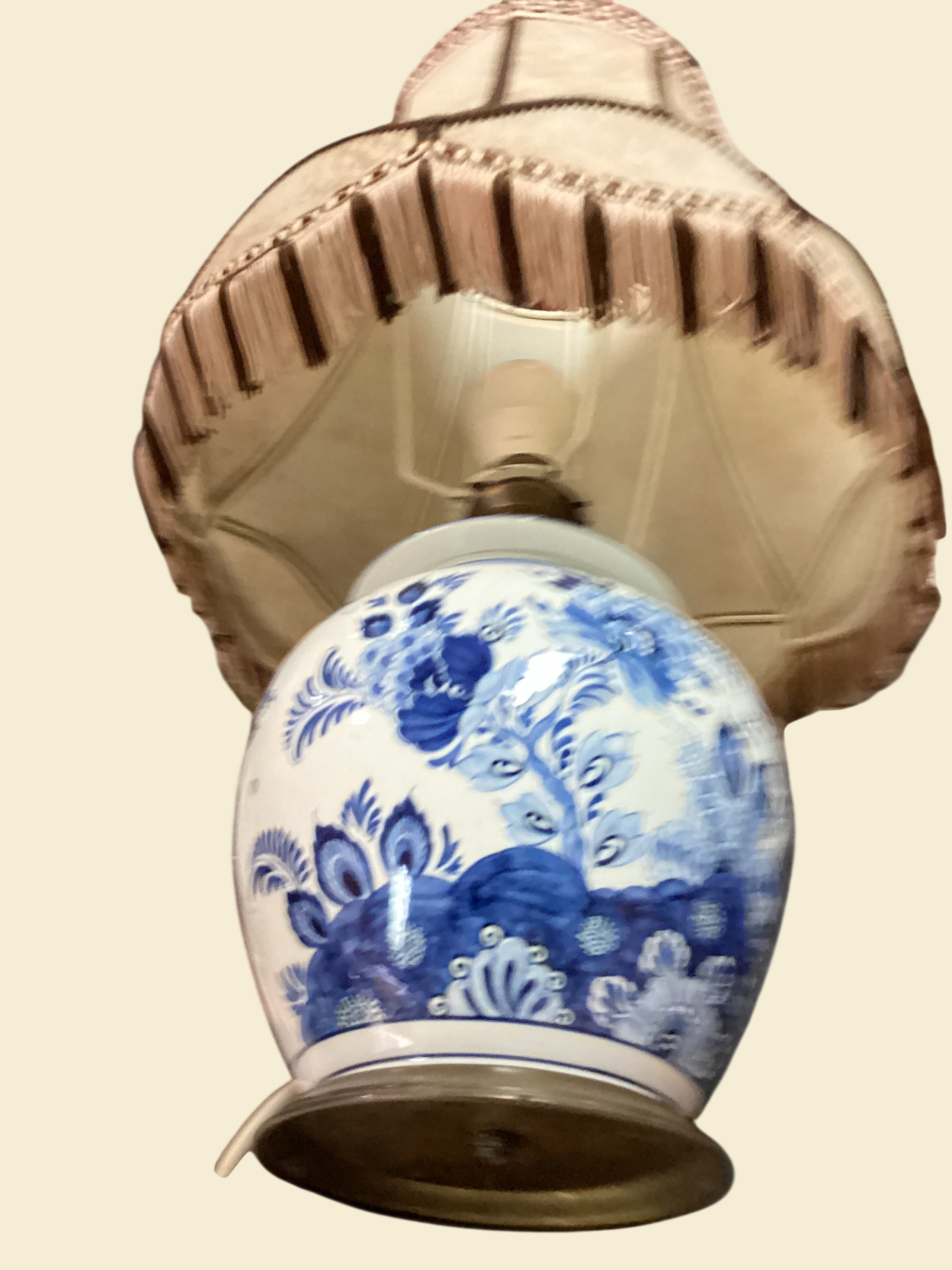 Vintage Tischlampe Delfts Blauw Deckelvase handbemalt Holland 60 cm
