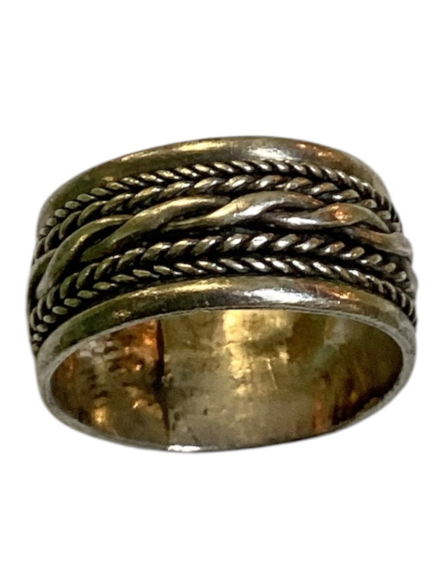 Breiter Ring mit Kordel-/Flechtdekor – punziert