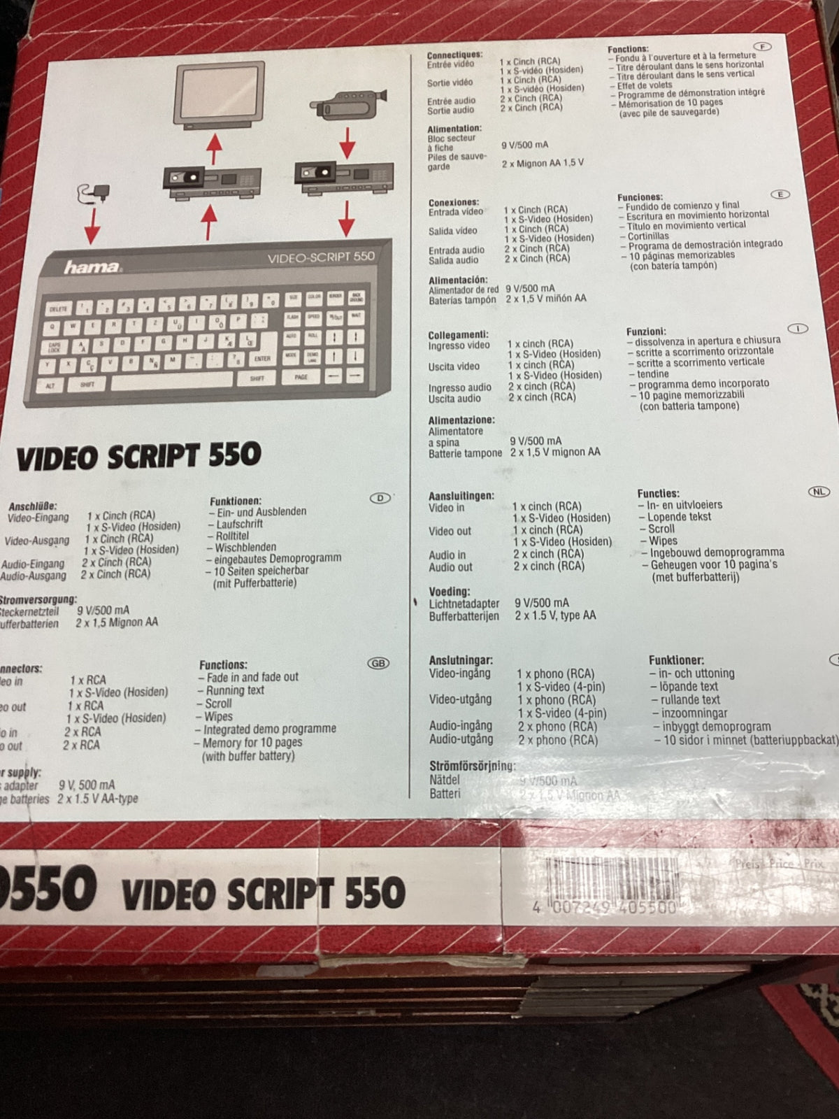Hama Video-Script 550 40550 Video-Titelgenerator VHS Hi8 S-VHS – OVP Netzteil