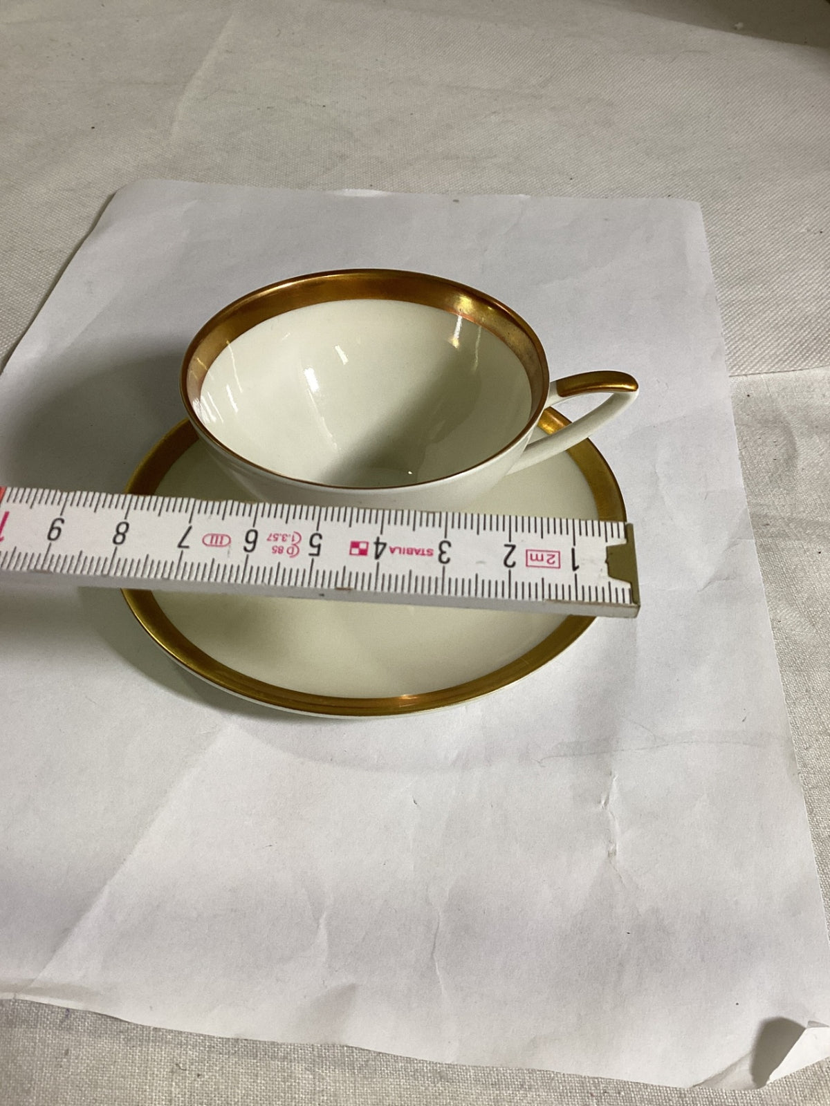 Alka Bavaria Moccatassen mit Goldrand, Untertassen, Zuckerdose