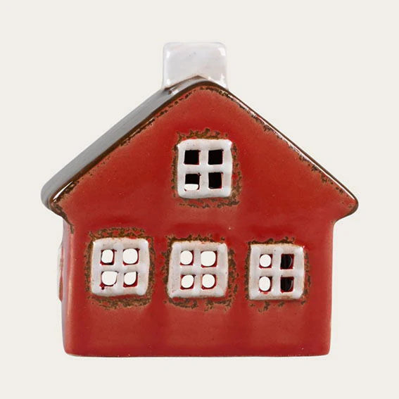 Teelichthaus rot Steingut Höhe: 8,5 cm Breite: 8,8 cm (Neuware incl. 19% MwSt.