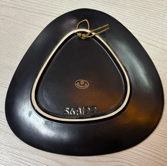 Ruscha Handarbeit Wandteller Straßenszene Laterne oval 22 cm