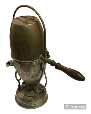 Antike Kaffeemaschine aus Metall mit Holzgriff, Frankreich, ungetestet