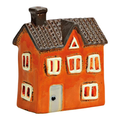 Lichthaus aus Steingut, Orange/Braun (B/H/T) 11x12x7cm (Neuware incl. 19% MwSt.)