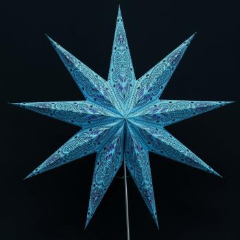 Stern Ganesha Hellblau  Papier mit 9 Zacken, 60 cm (Neuware incl. 19% MwSt.)