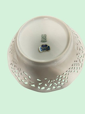 Porzellan Durchbruch Schale Schumann Blumendekor Goldrand ca 20,5 cm Ø