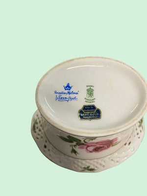 Schumann Arzberg Vase Porzellan Durchbruch Handbemalt Rosenmotiv Echt Gold