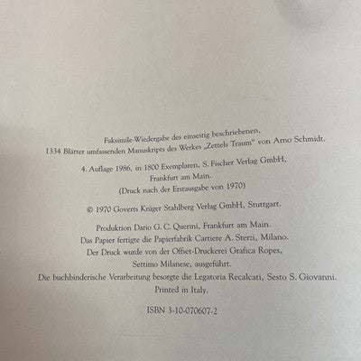 Arno Schmidt Zettels Traum Faksimile - Ein Sammlerstück im Großformat