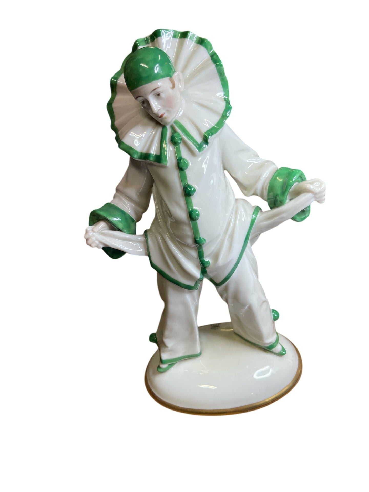 Pierrot Harlekin Porzellan aus Sitzendorf signiert "Siegel" 22 cm