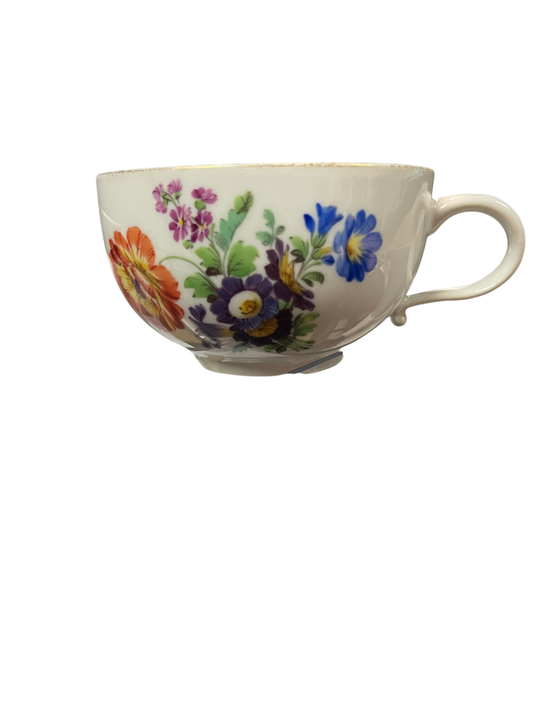 Meissen Tasse Blumen-Dekor Porzellan, handbemalt, 2. Wahl, ohne Untertasse