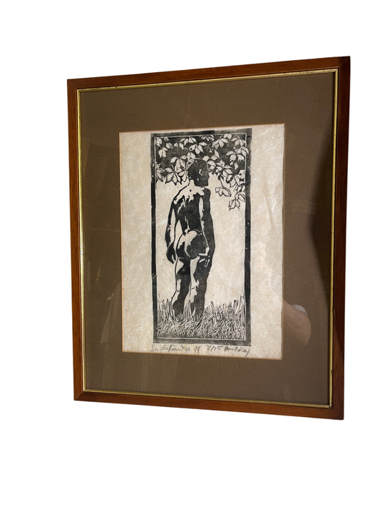Bild: Original-Holzschnitt von Guido Franke – signiert – 1994 – 27/75 – Aktgrafik – 36 × 26 cm  Künstlergrafik von Guido Franke (geb. 1969), s.