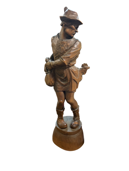 Große Holzfigur handgeschnitzt – ca. 60 cm – Volkskunst Bauernmotiv – dekorativ