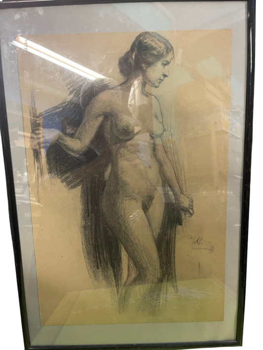 Signierte Radierung „Frauenakt“, Original auf Büttenpapier – 35 × 50 cm Bild